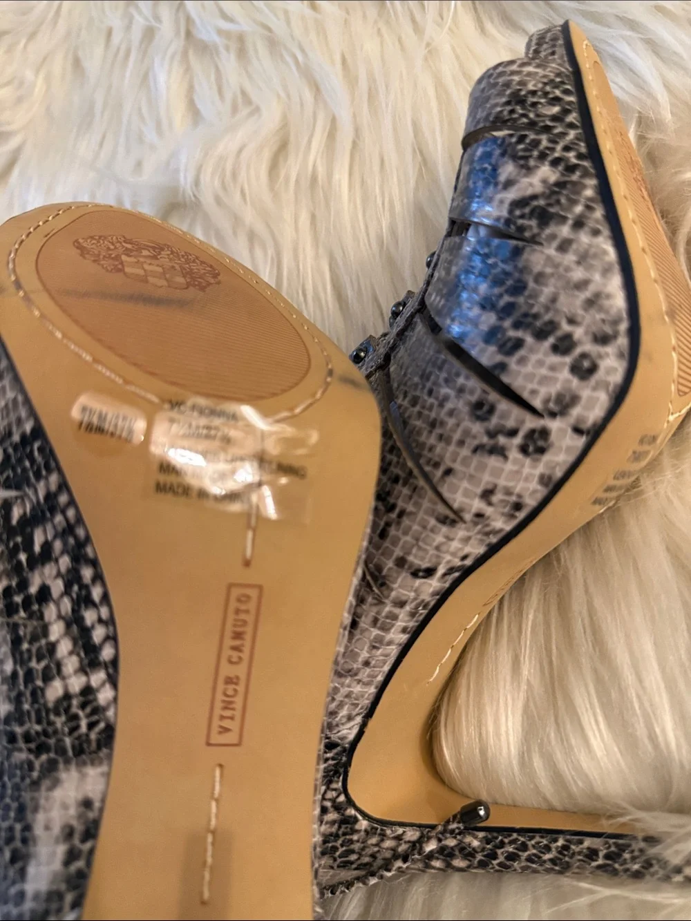 Vince Camuto Snake-Print Strappy High Heel Booties - Neutral